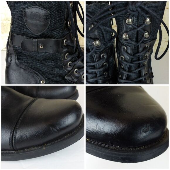 J75 Jump Deploy Combat Boots Men 8 Fit 9 Black Leather Lace Up Zip Military Moto - Picture 7 of 15